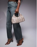 ring handle clutch bag in snake print